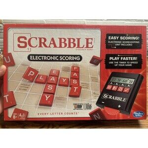 Scrabble‎ Electronic Scoring Crossword Board Game Hasbro Open Box